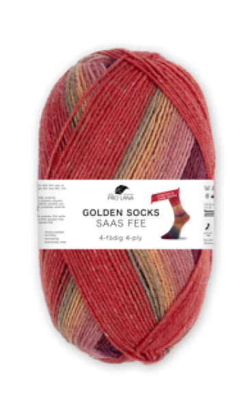 Sockenwolle 4-fädig Golden Socks Saas Fee Fb. 433.08 rot